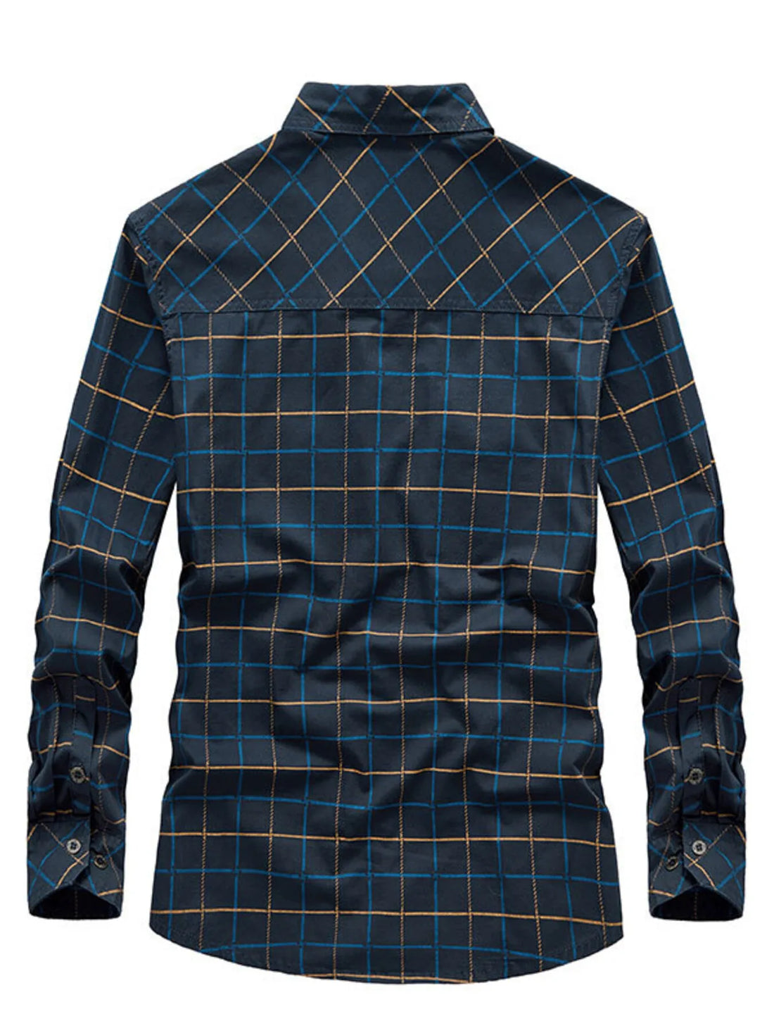 Men's Plus Size Casual Plaid Long Sleeve Shirt - cas7m
