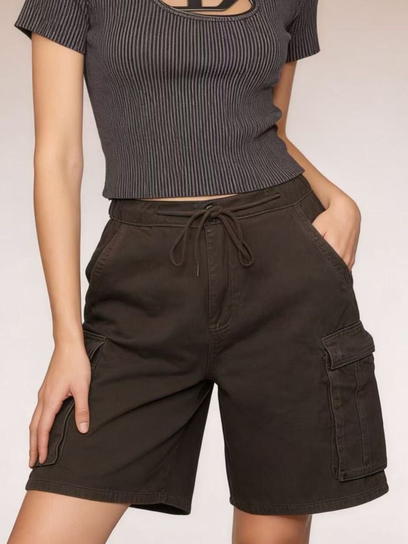 Cargo Shorts with Drawstring - cas7m