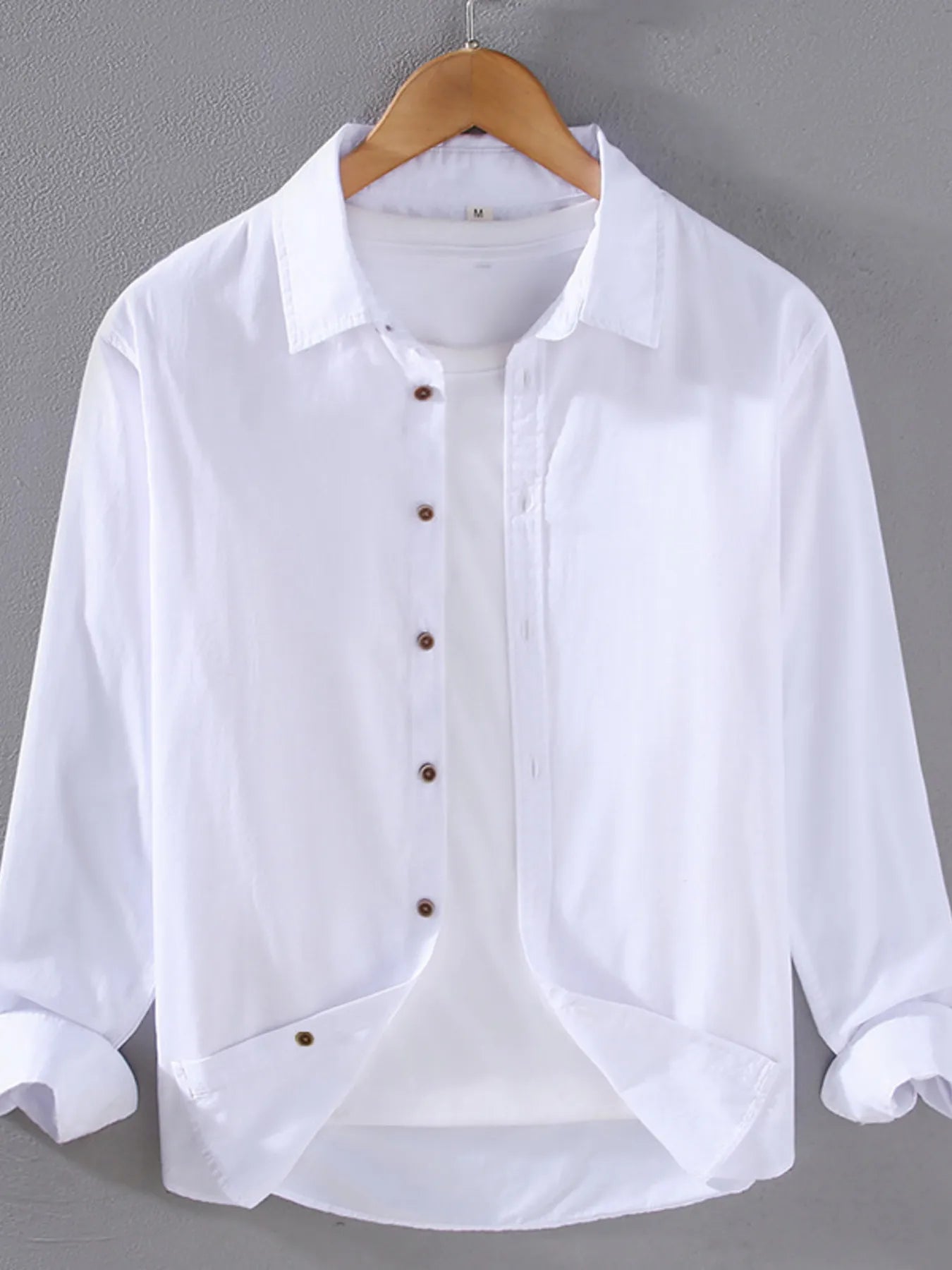Men's Plus Size Long Sleeve Button-Up Shirt - cas7m
