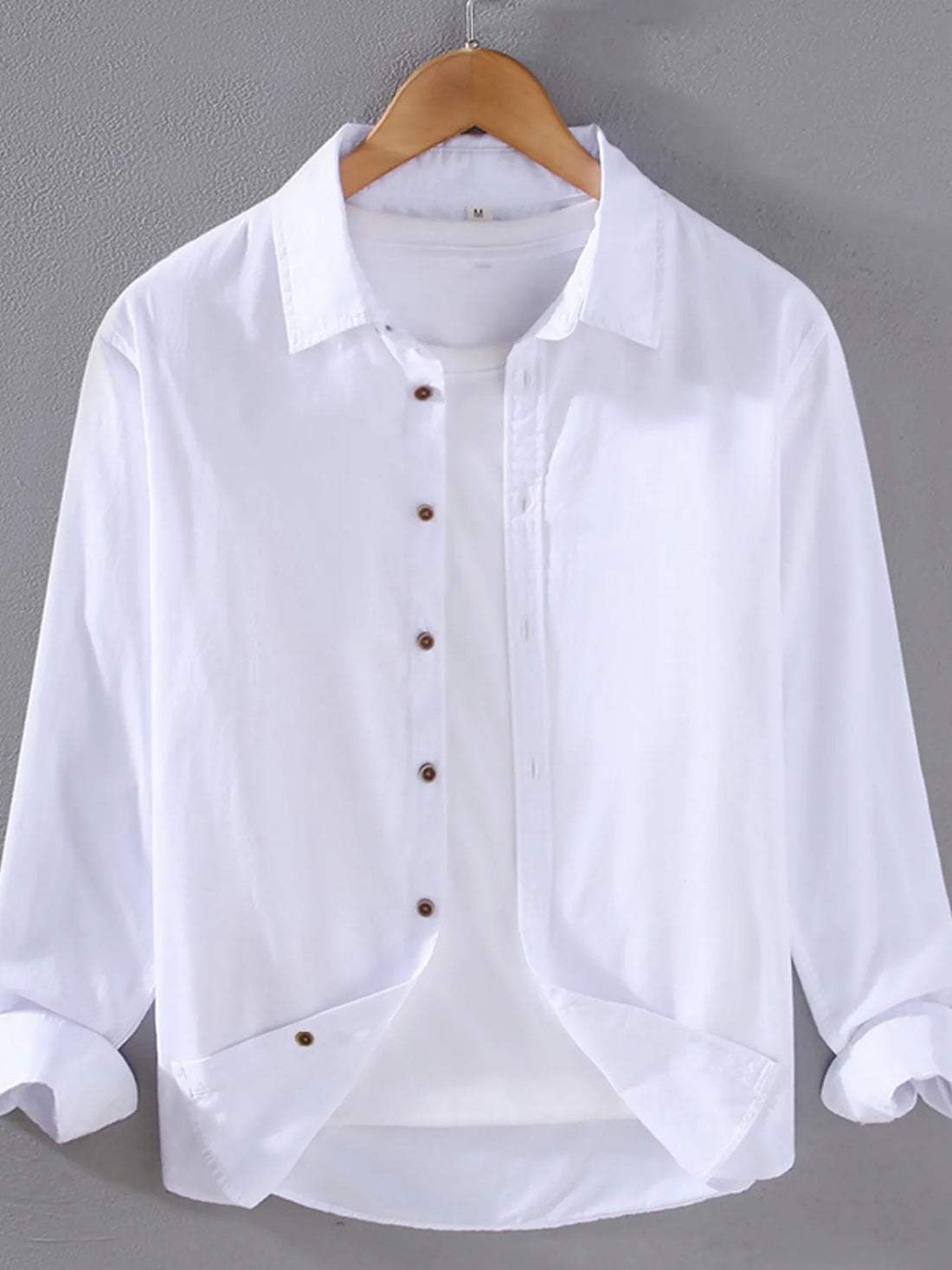 Men's Plus Size Long Sleeve Button-Up Shirt - cas7m