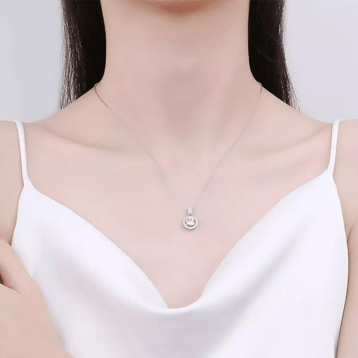 1 Carat Moissanite 925 Sterling Silver Pendant Necklace - cas7m