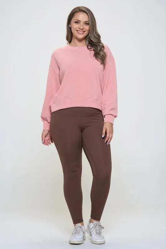 Yelete Full Size Fleece Lined High Waisted Leggings - cas7m