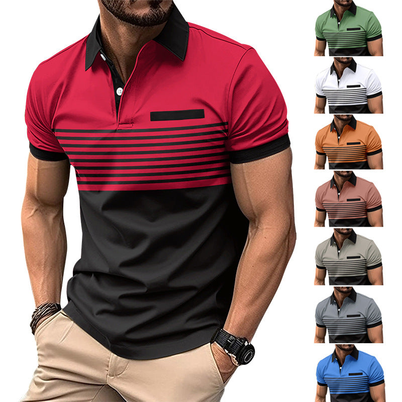Casual Striped Shirt With Chest Pocket Men Clothing - cas7m
