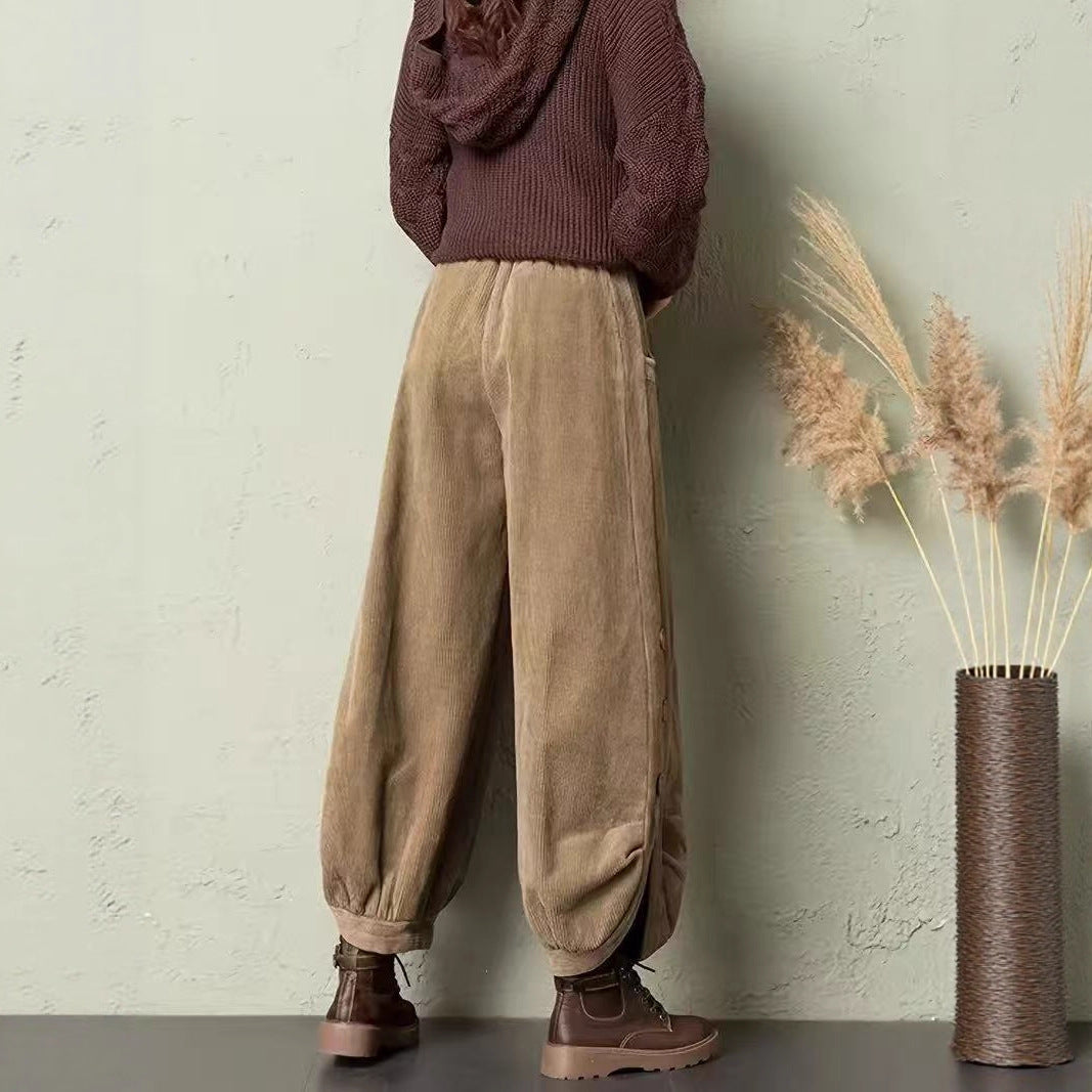 AutumnWinter Corduroy Wide-Leg Pants For Women - cas7m