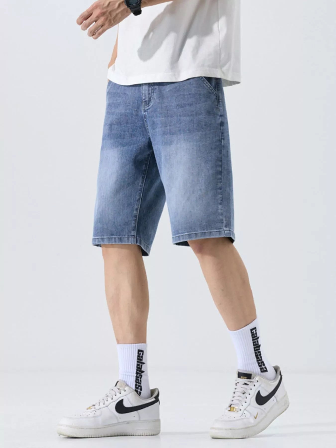 Men's Washed Loose Fit Denim Shorts - cas7m