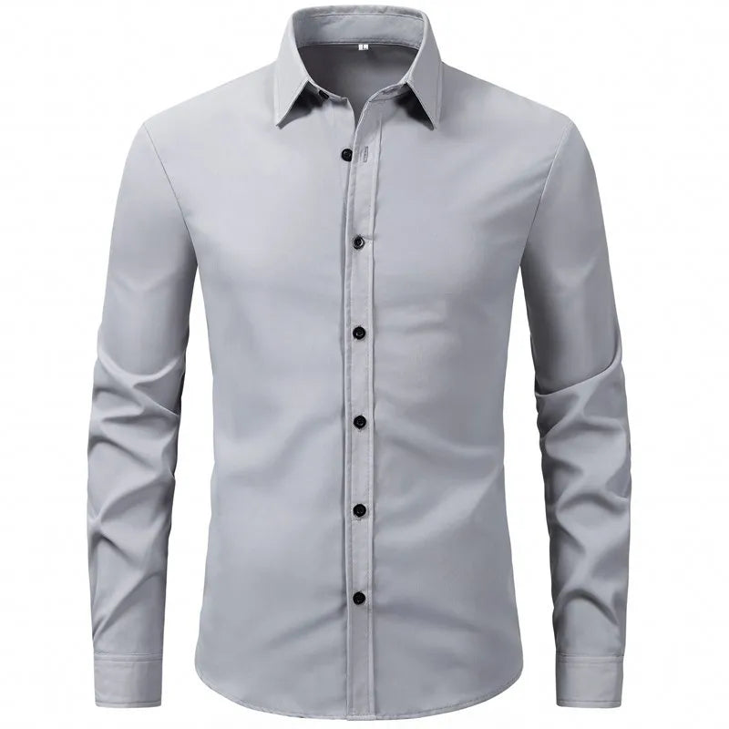 Men's Plus Size Button Up Long Sleeve Shirt - cas7m