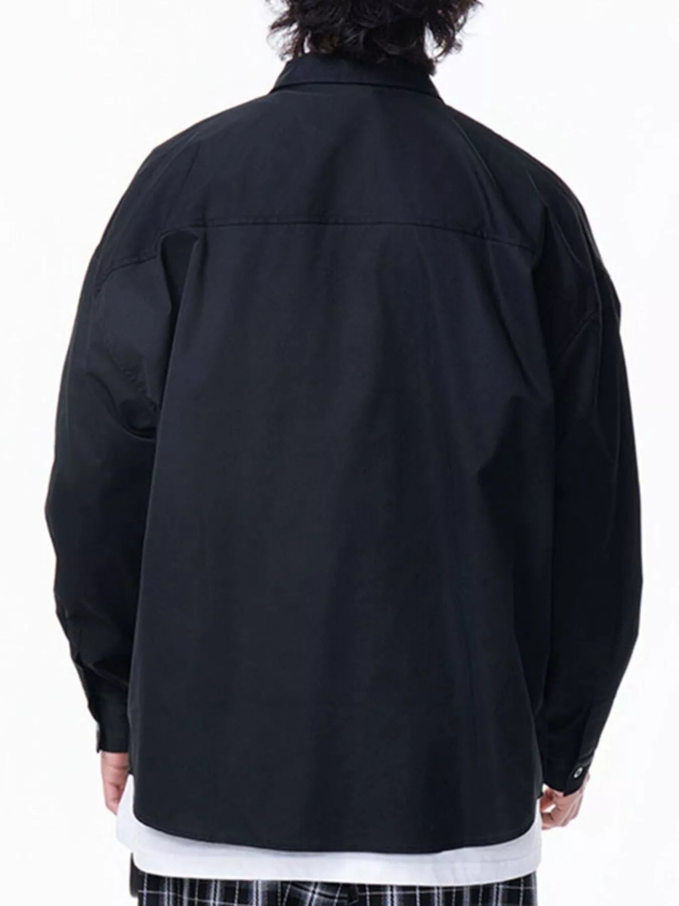 Men's Plus Size Button Up Long Sleeve Shirt - cas7m