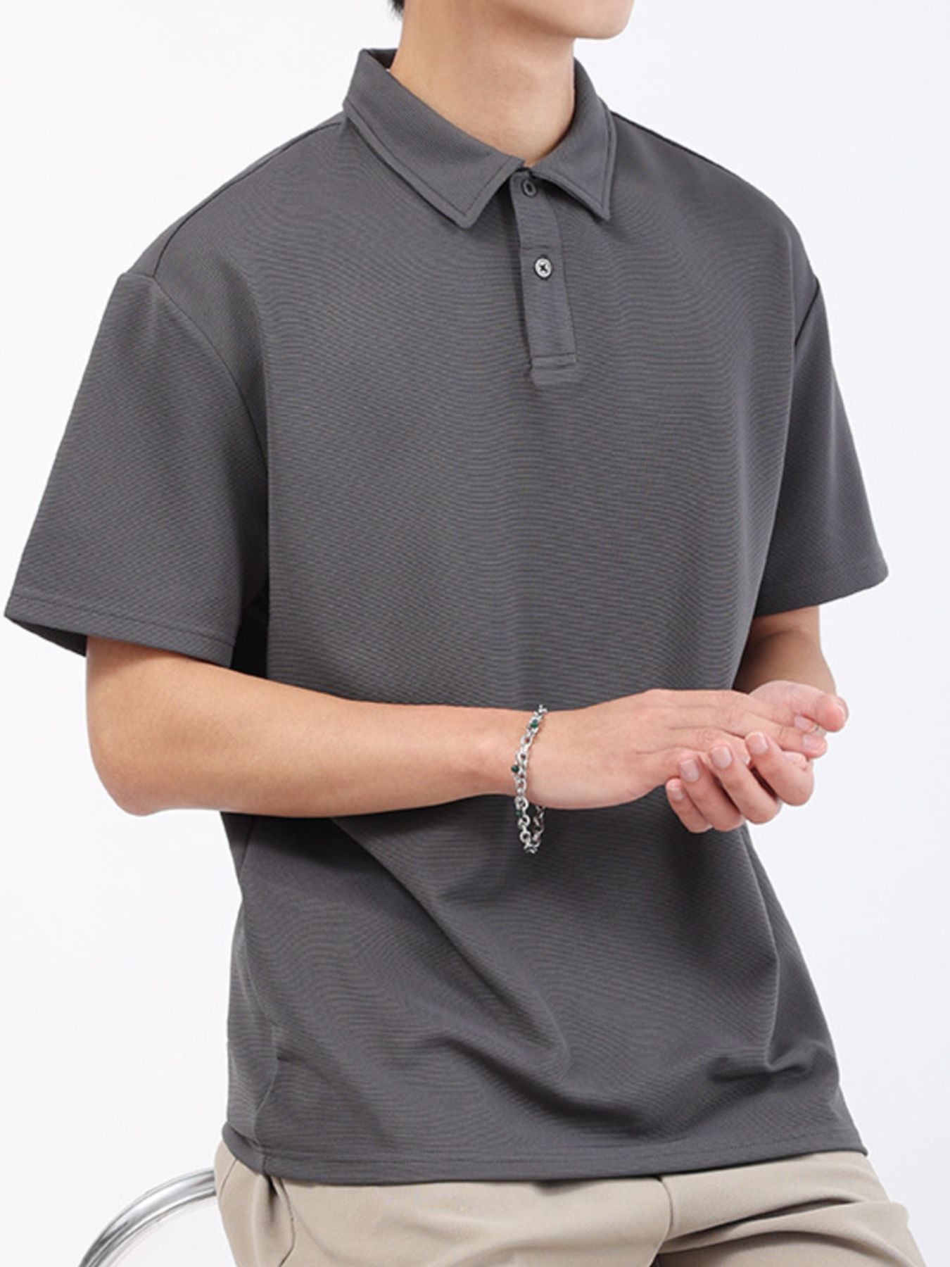 Men's Plus Size Textured Breathable Performance Polo - cas7m