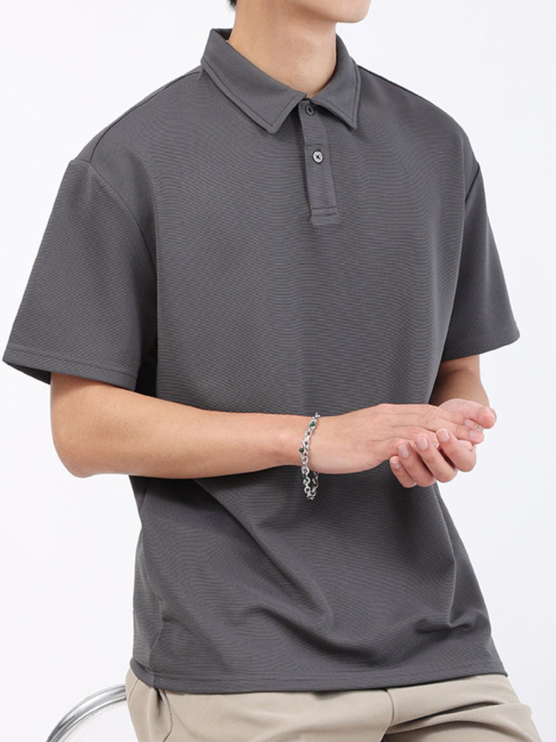 Men's Plus Size Textured Breathable Performance Polo - cas7m