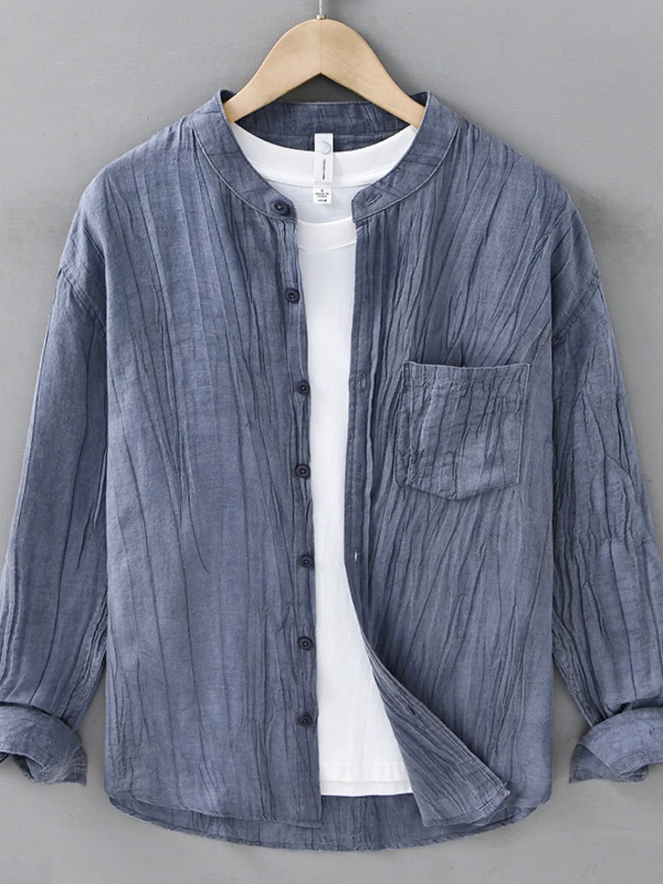 Men's Plus Size Button Up Long Sleeve Shirt - cas7m