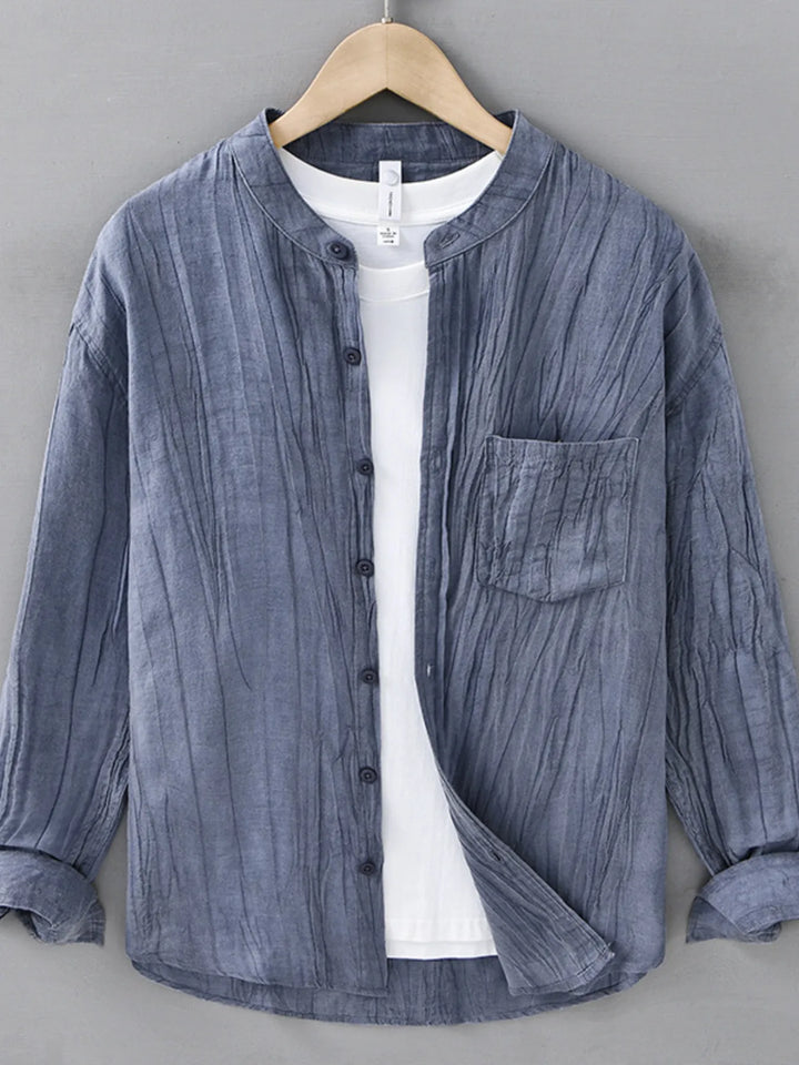 Men's Plus Size Button Up Long Sleeve Shirt - cas7m