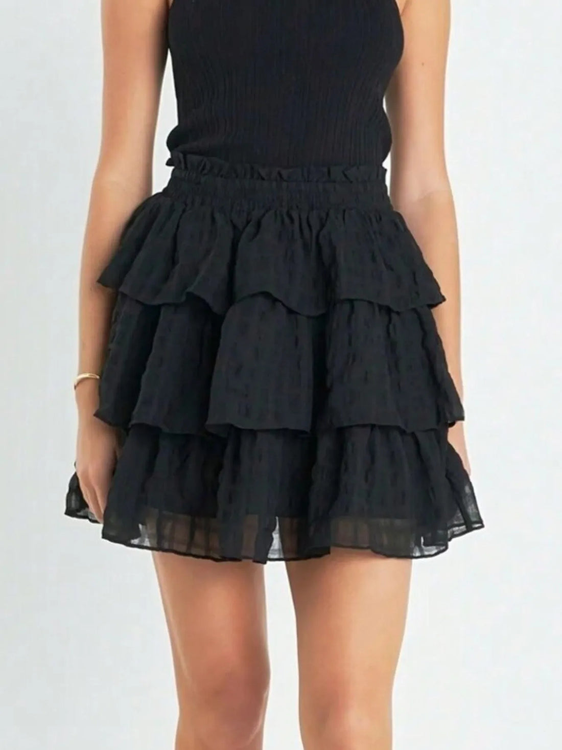 Ruffle Layered Mini Skirt - cas7m