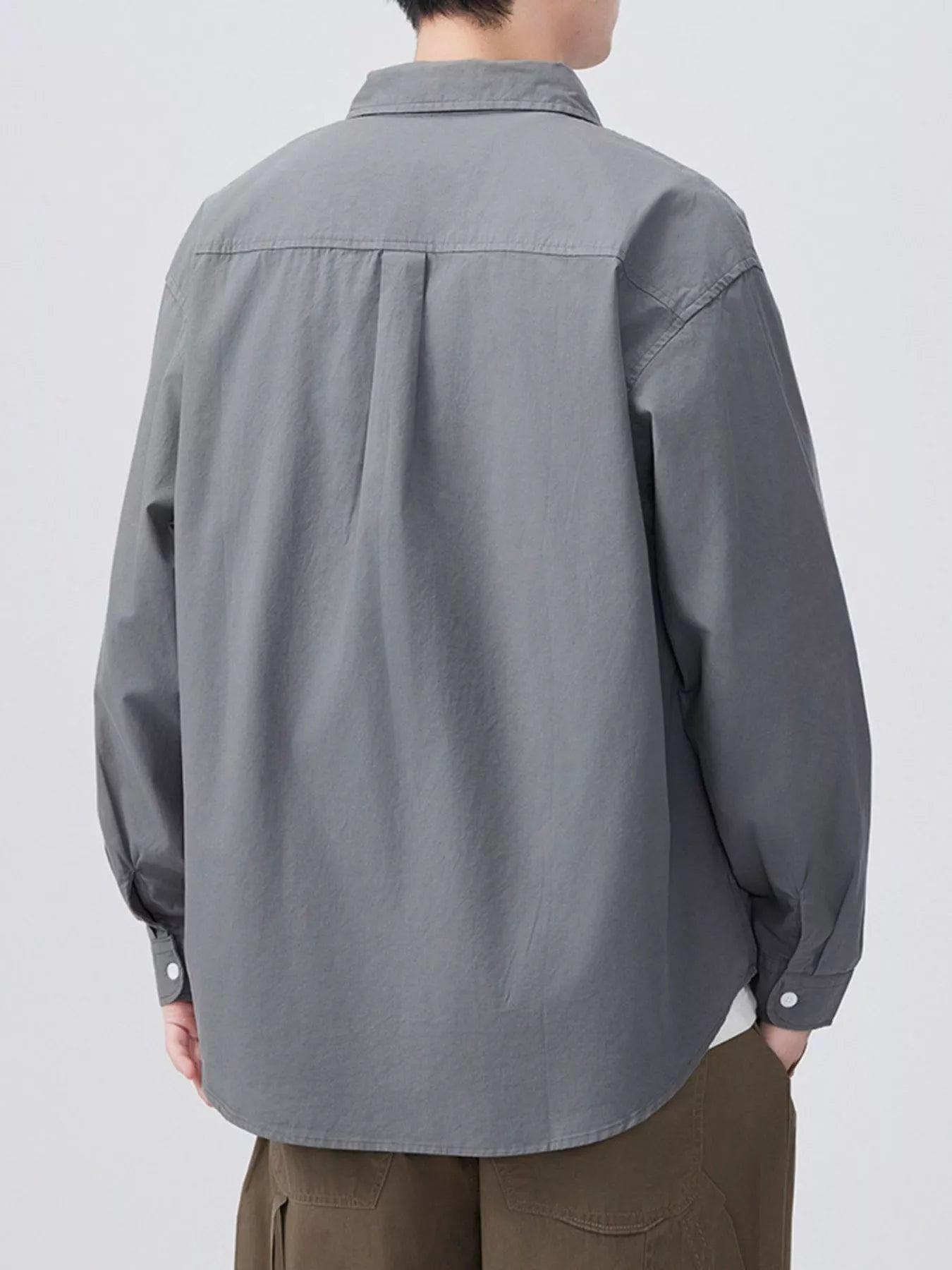 Men's Plus Size Button Up Long Sleeve Shirt - cas7m