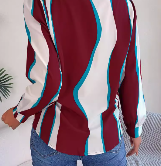 Chic V-Neck Stripe Blouse
