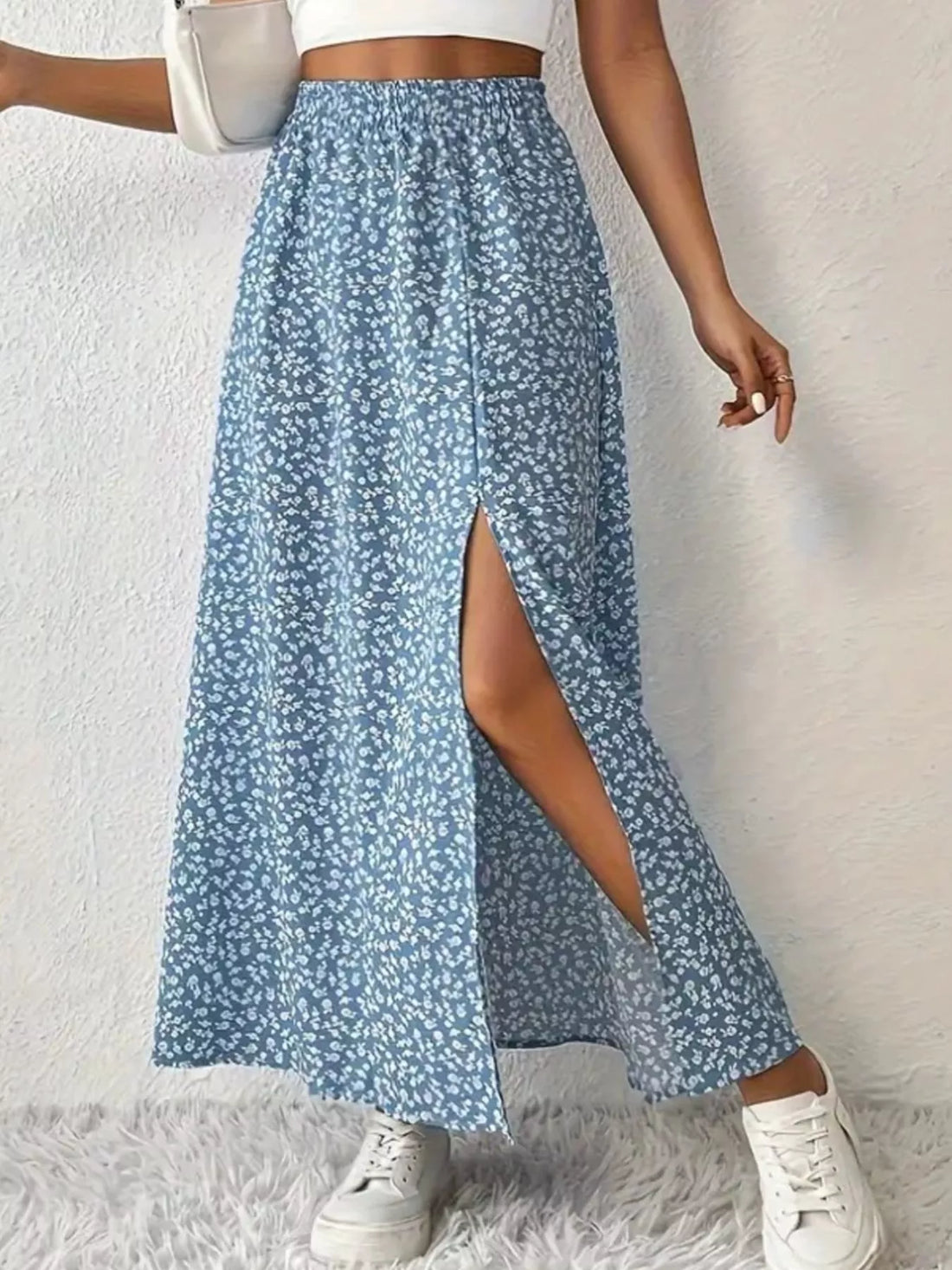 Slit Printed Skirt - cas7m