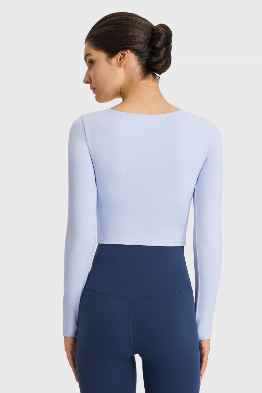 Millennia Cutout Long Sleeve Cropped Sports Top - cas7m