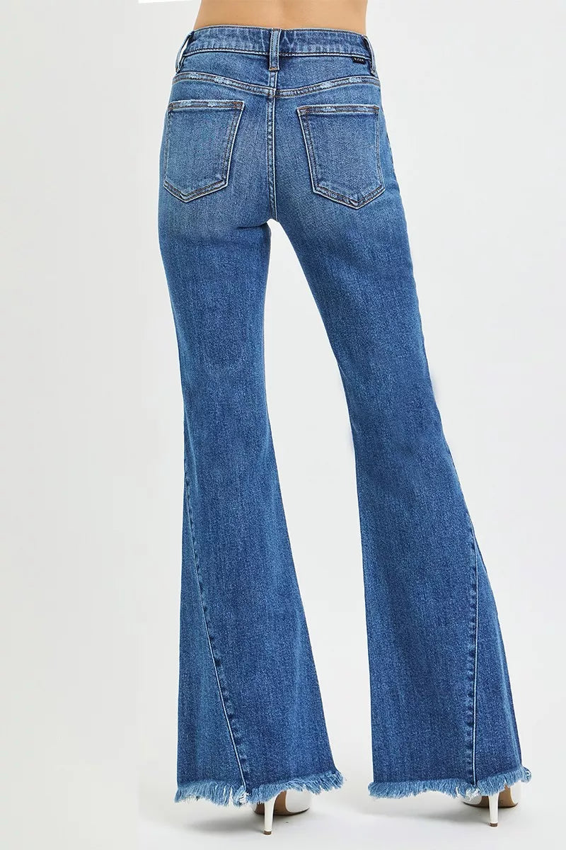 RISEN Mid Rise Flare Side Seam Detailing Jeans - cas7m