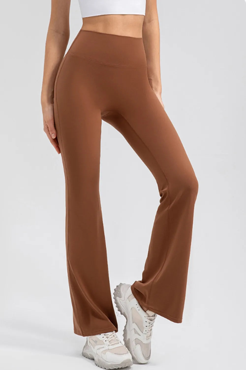 Wide Waistband High Waist Bootcut Active Leggings - cas7m