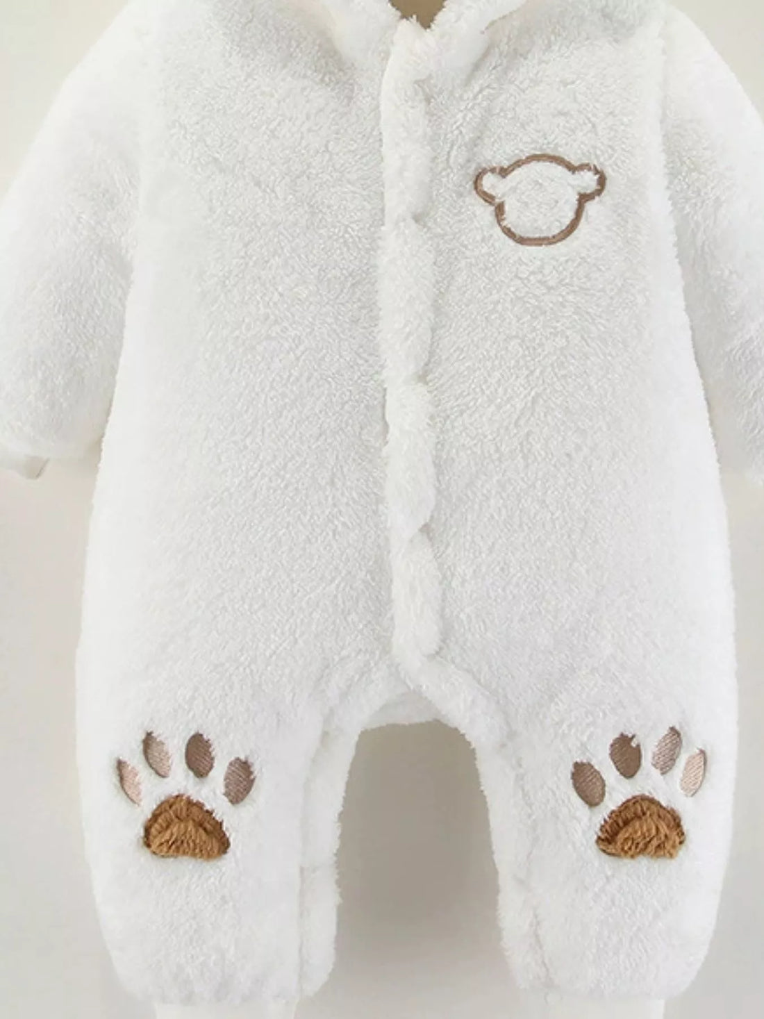 Children's Cozy Bear Hooded Fleece One-Piece - cas7m