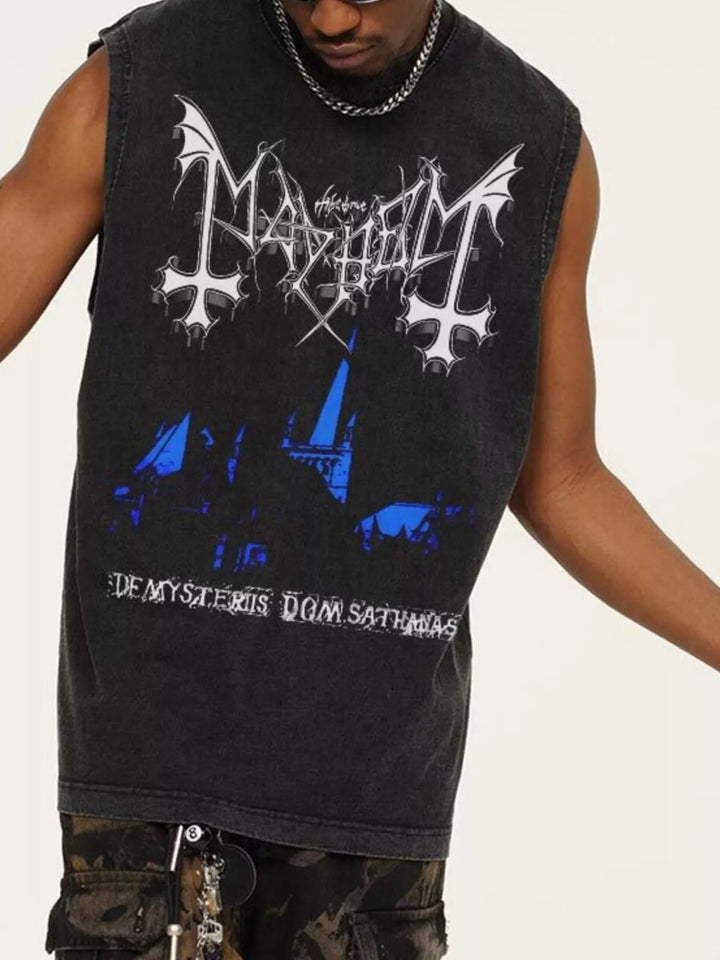Men's Graphic Vintage Wash Tank Top - cas7m