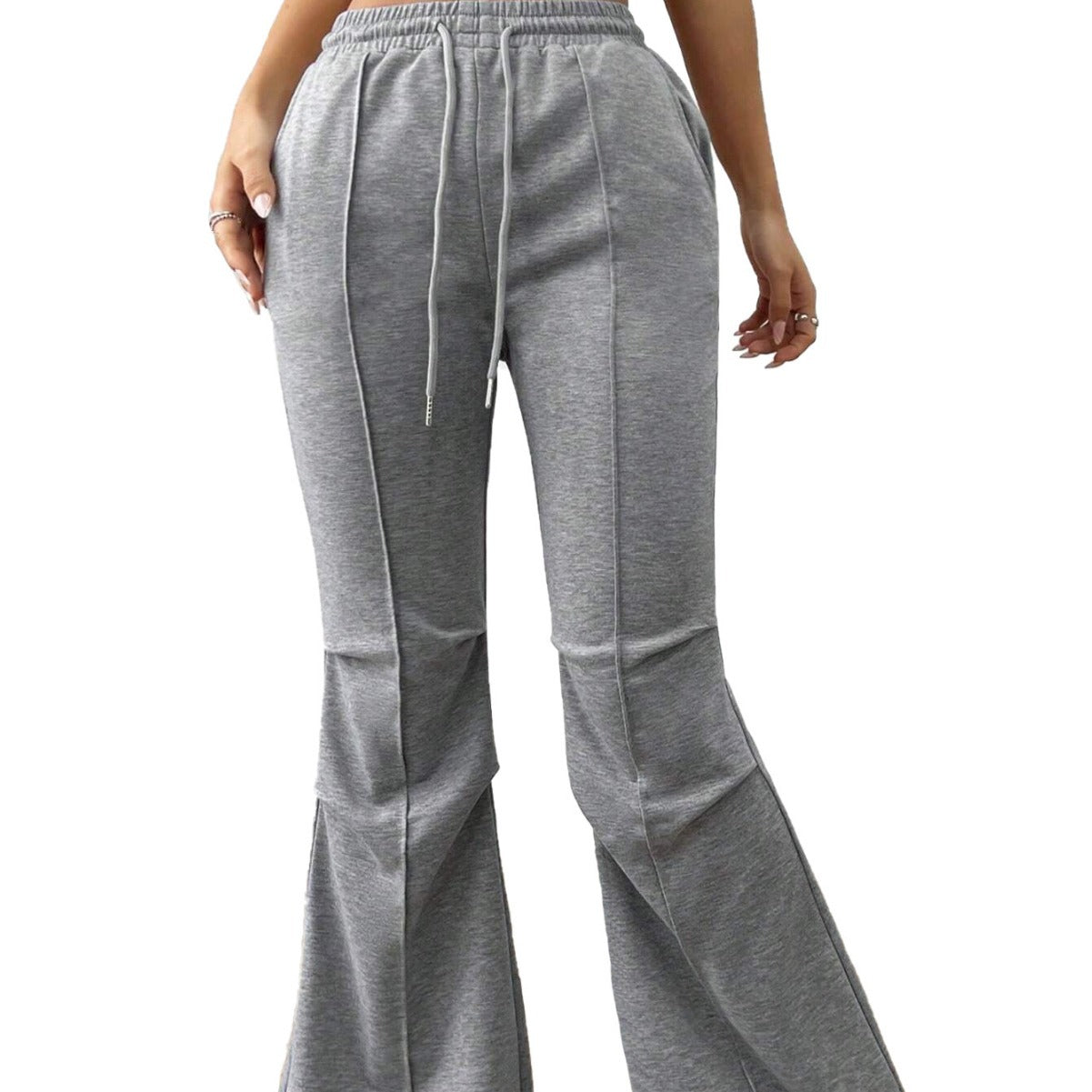 Simple Casual Pants Drawstring Elastic Waist Wide Leg Trousers - cas7m