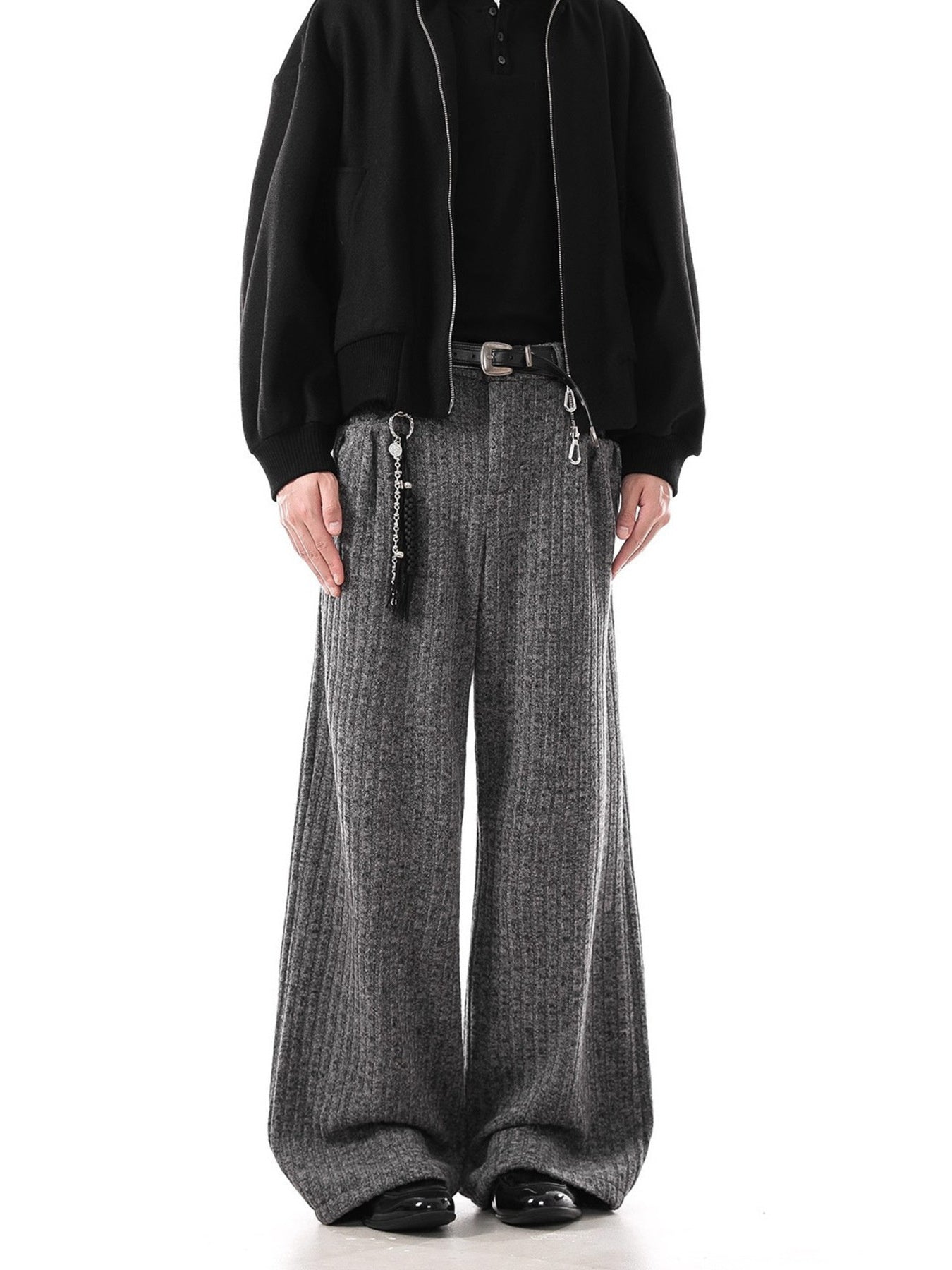 Men's Plus Size Ribbed Knit Loose Fit Pants - cas7m