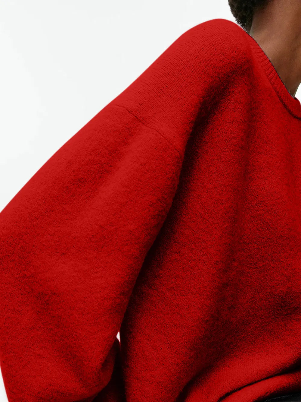 Round Neck Drop Shoulder Sweater - cas7m