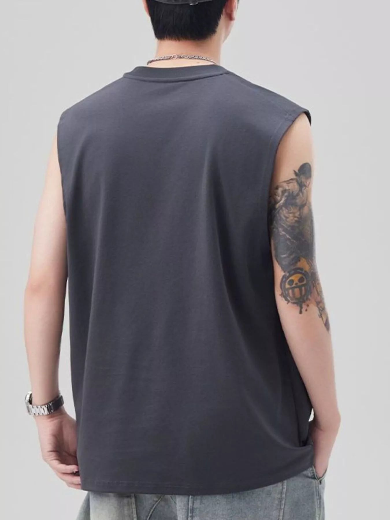 Men's Plus Size Solid Color Casual Tank Top - cas7m
