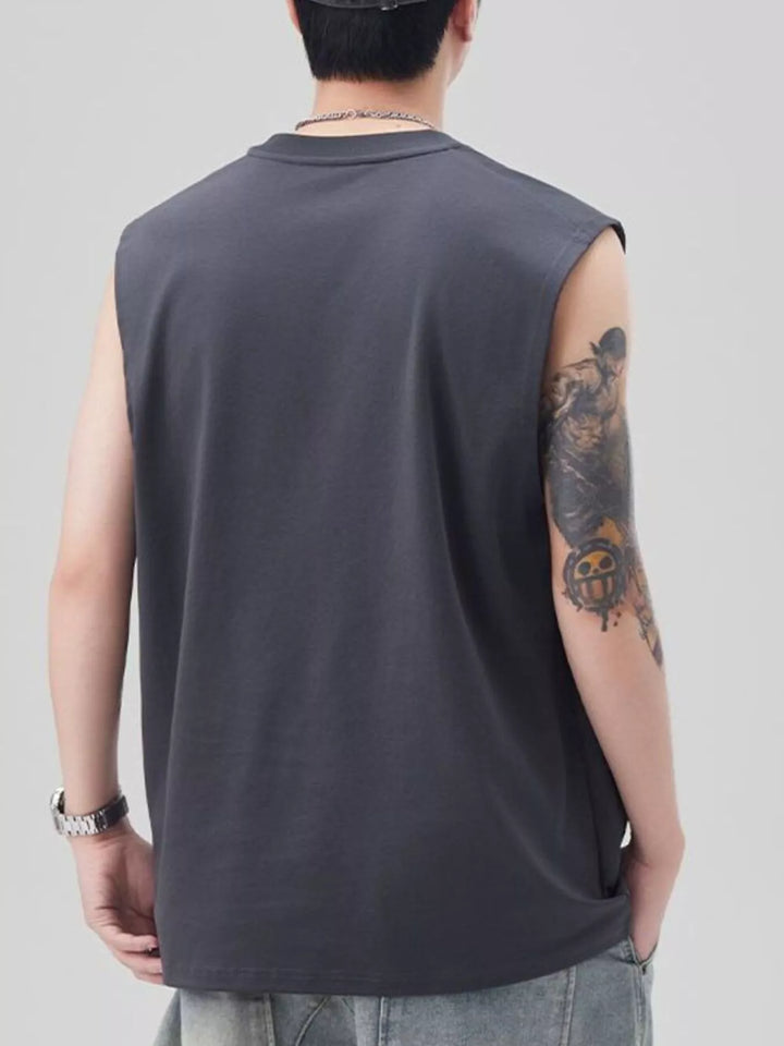 Men's Plus Size Solid Color Casual Tank Top - cas7m