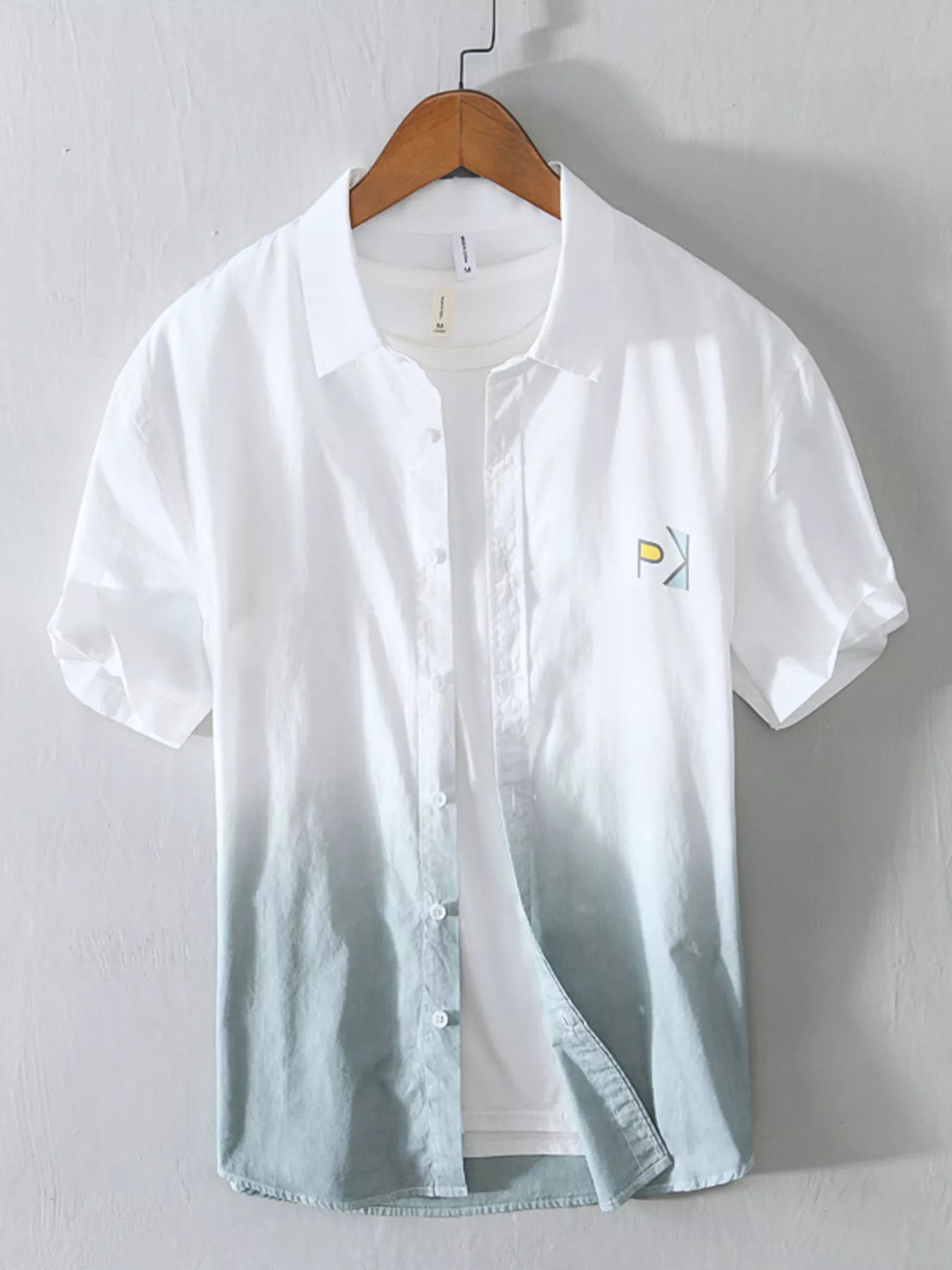 Men's Plus Size Gradient Casual Short Sleeve Shirt - cas7m