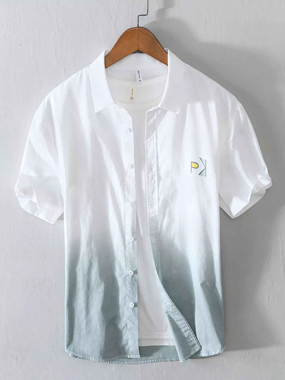 Men's Plus Size Gradient Casual Short Sleeve Shirt - cas7m