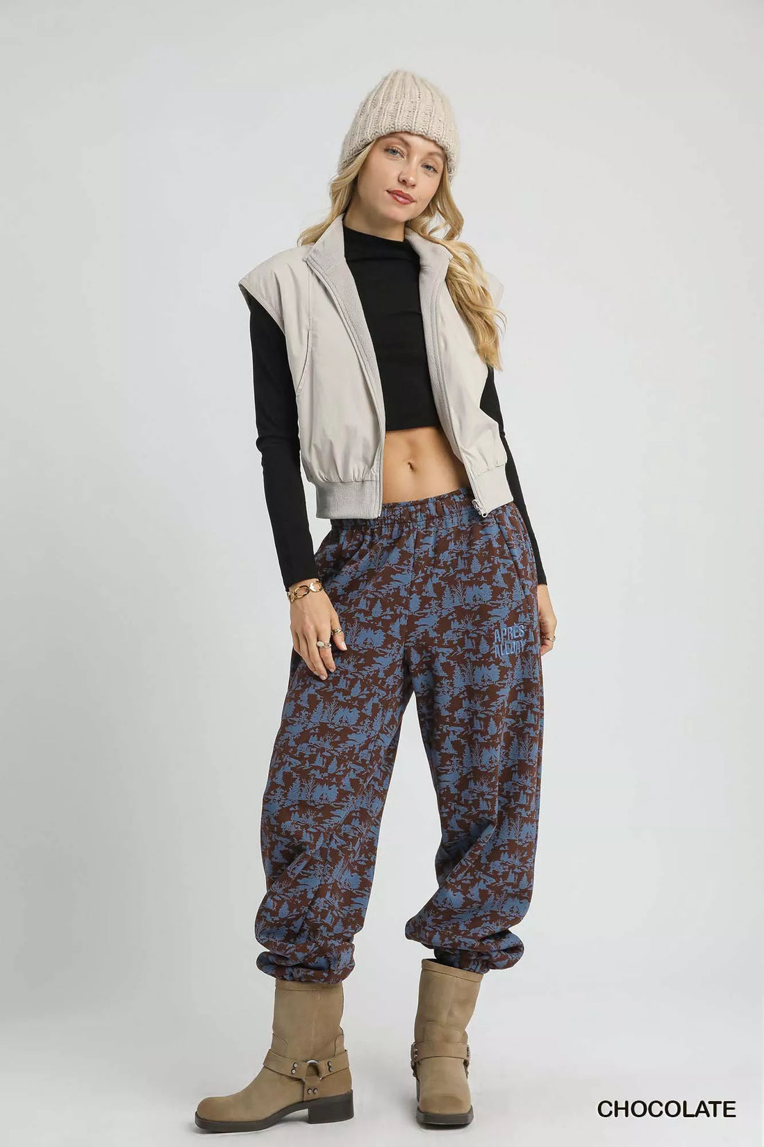 Umgee Scenic Print Casual Sweatpants - cas7m