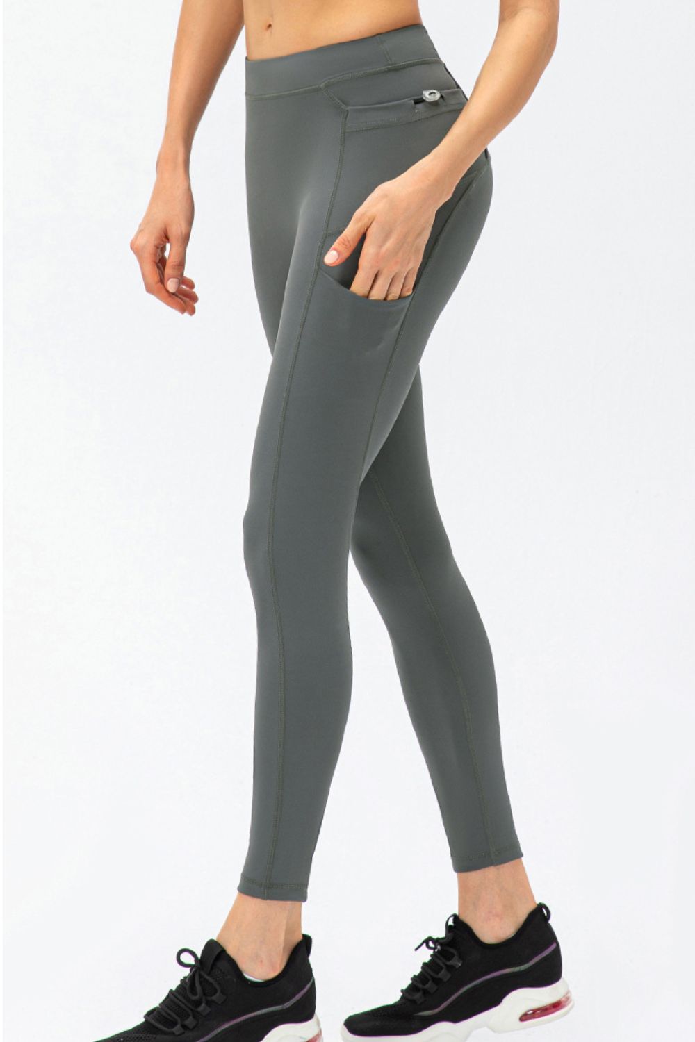 Full Size Slim Fit High Waist Long Sports Pants with Pockets - cas7m