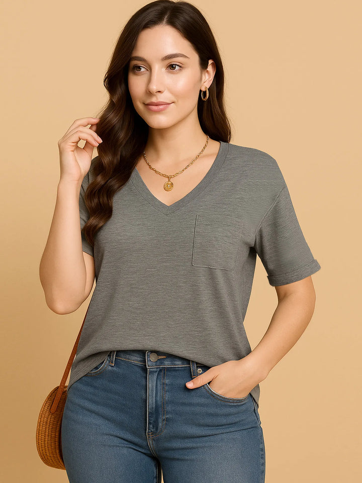 V-Neck Pocket T-Shirt - cas7m