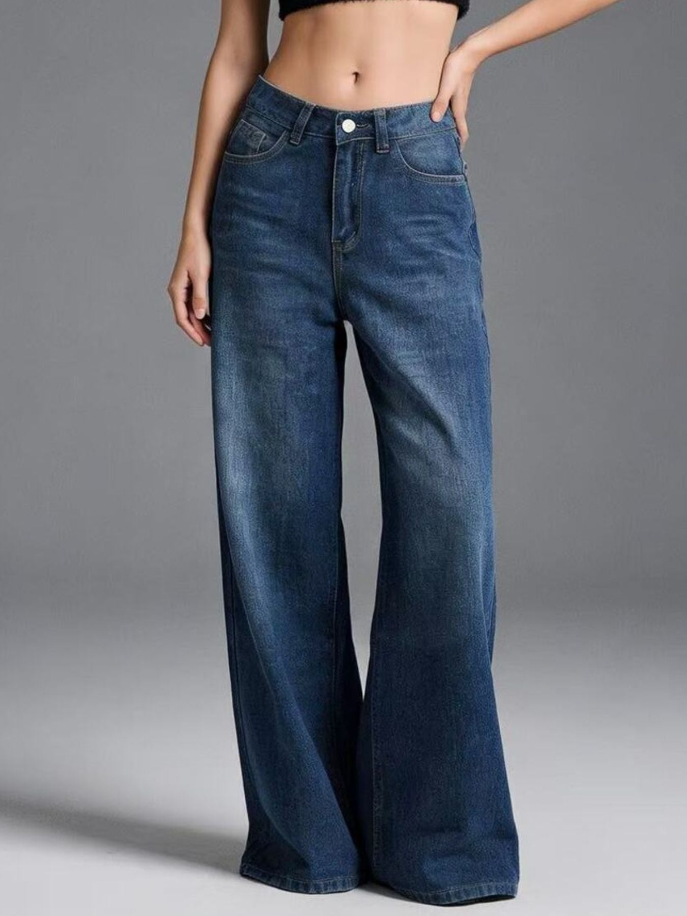 High-Waisted Wide Leg Jeans - cas7m
