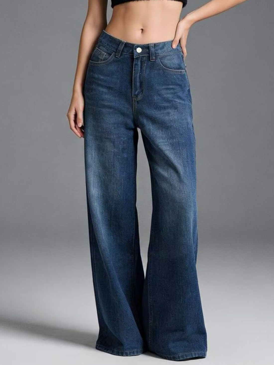 High-Waisted Wide Leg Jeans - cas7m