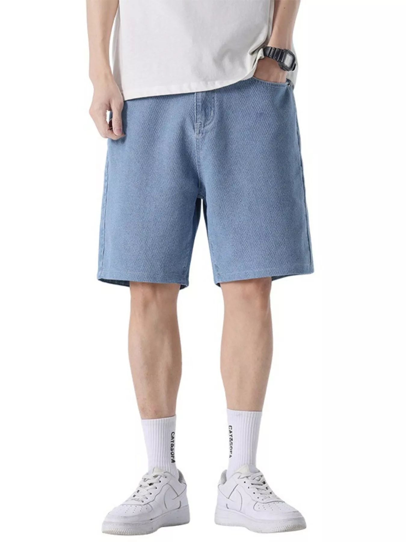 Men's Loose Fit Denim Shorts - cas7m