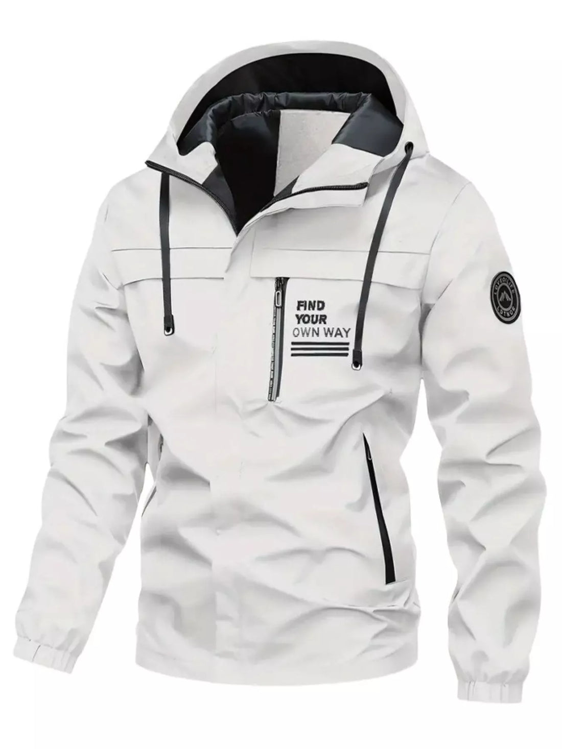 Men's Plus Size Hooded Outdoor Windproof Jacket - cas7m