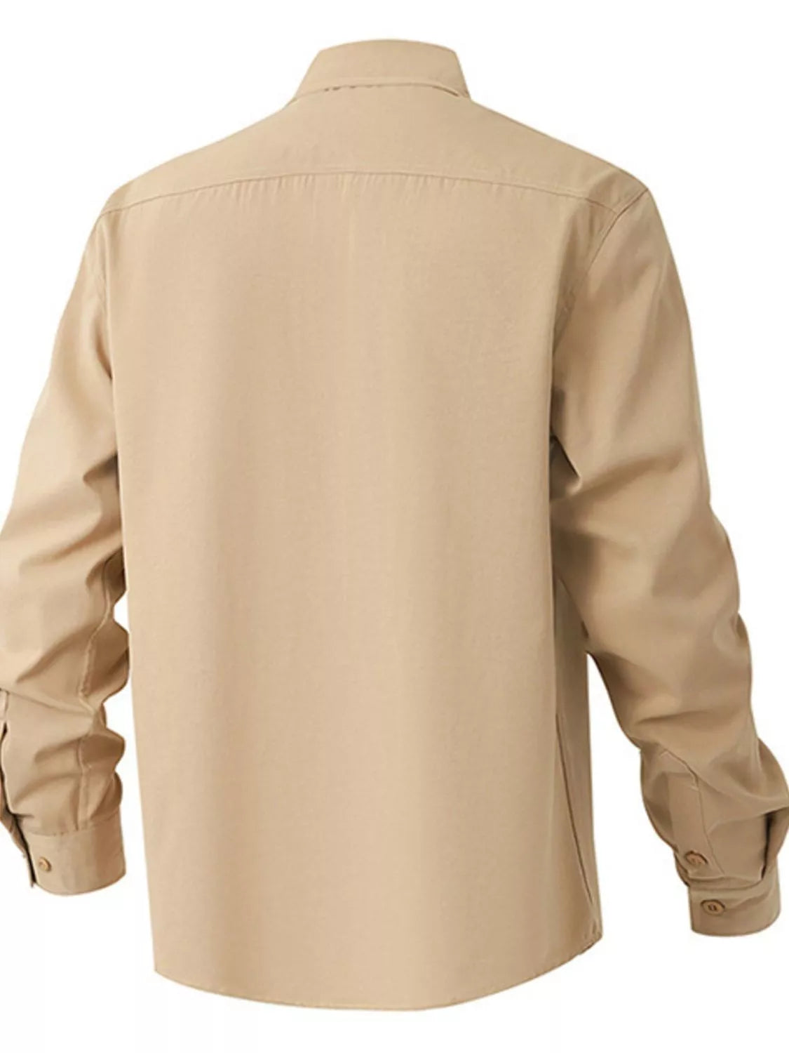 Men's Solid Color Long Sleeve Button-Up Shirt - cas7m