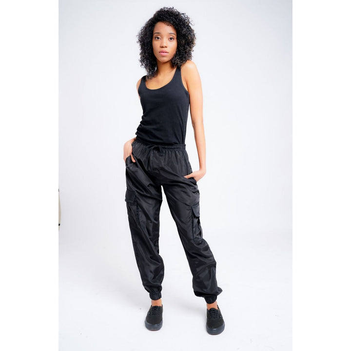 Womens Black Cargo Trousers - Cuffed - cas7m