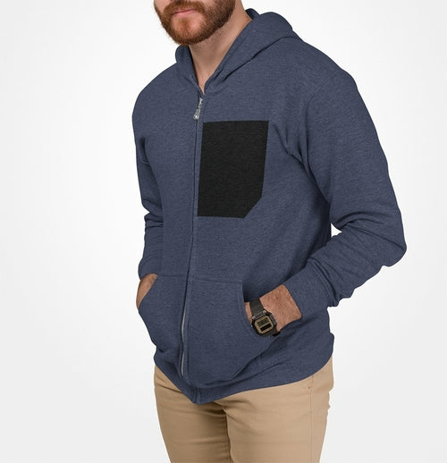 Mens Faux Black Pocket Heavy Blend Zip Up Hoodie - cas7m