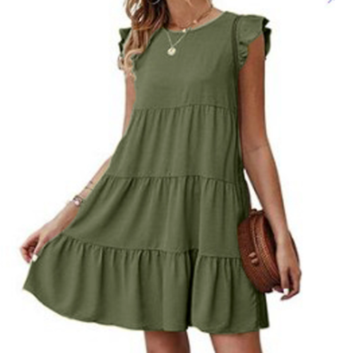 Womens Flowy Dress with Cap Sleeves - cas7m