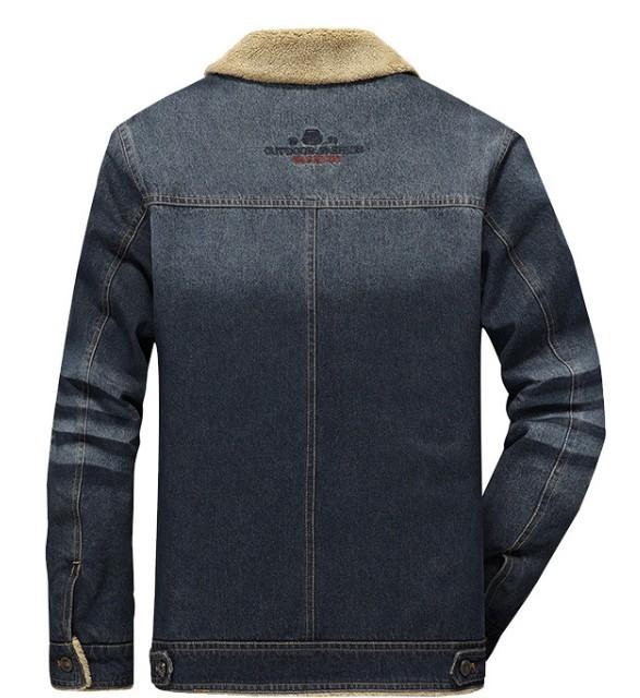 Mens Denim Jean Jacket in Black with Inner Faux Fur - cas7m