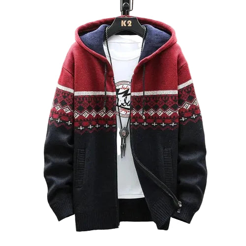 Mens Hooded Zipper Jacket With Prints - cas7m