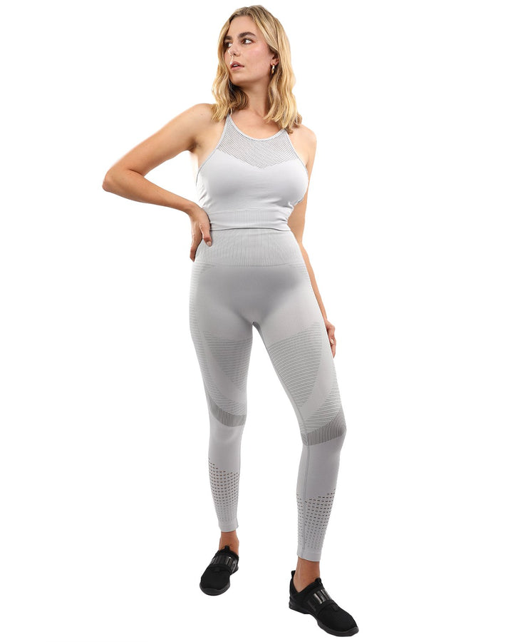 Helia Seamless Leggings & Sports Bra Set - Grey - cas7m