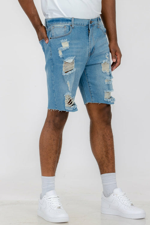 Washed Distressed Denim Shorts DSP1