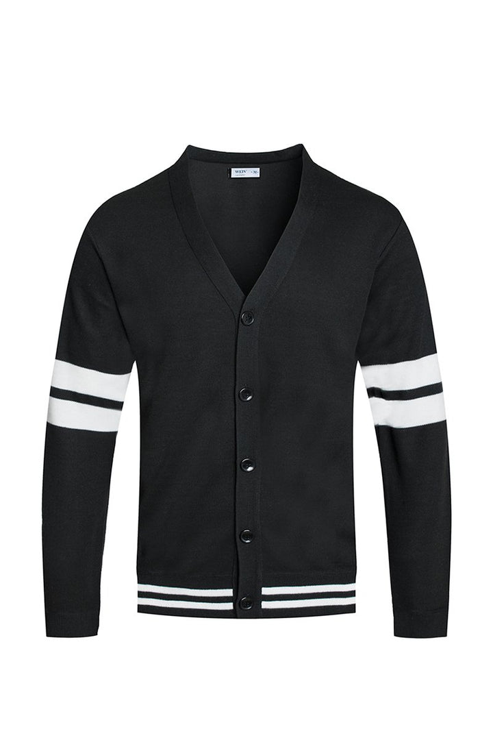 Two Stripe Knit Cardigan Sweater Button NR2002 - cas7m