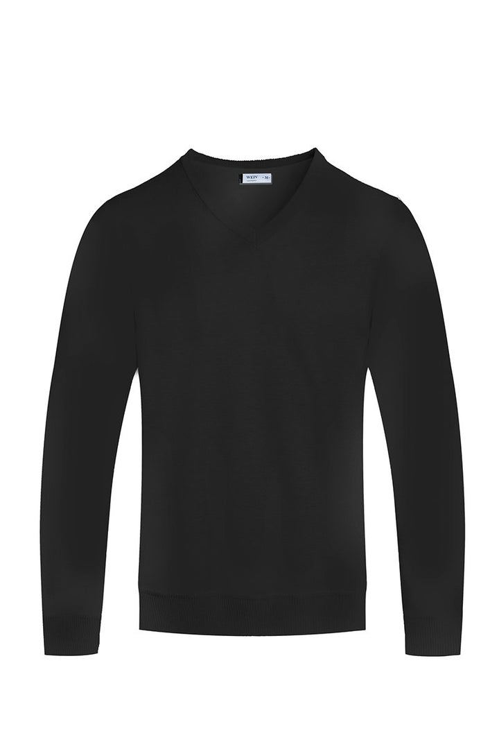 Mens Solid V Neck Knit Pullover Sweater - cas7m