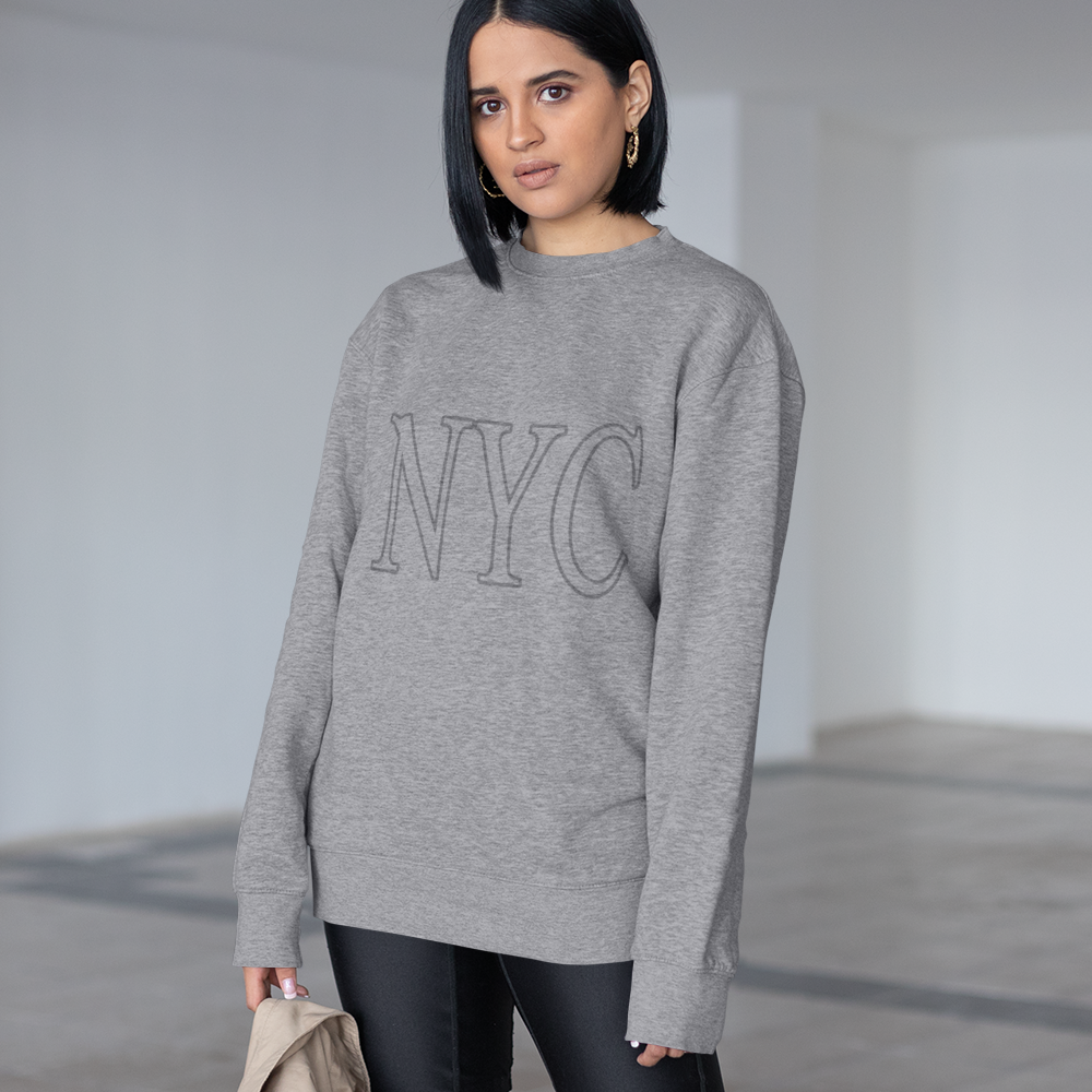 Womens Gray NYC Crewneck Sweatshirt - cas7m