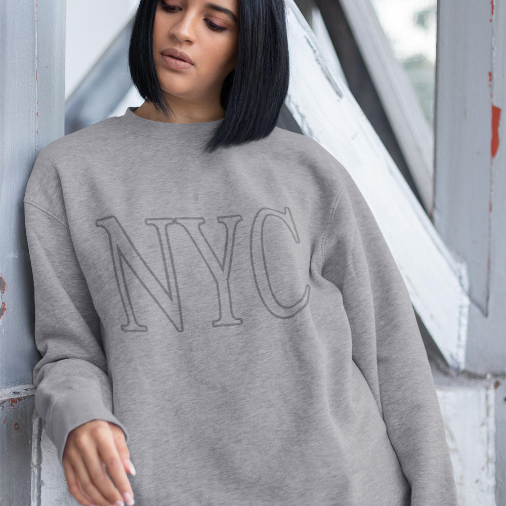 Womens Gray NYC Crewneck Sweatshirt - cas7m